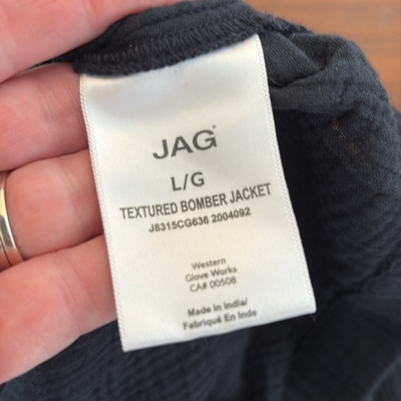 Womens NWT JAG Textured Gauze Bomber Jacket Black Size Large Zip LIghtweight - Picture 12 of 14